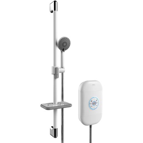 AKW SmartCare Plus White Electric Shower Silver/White Kit 9.5kW