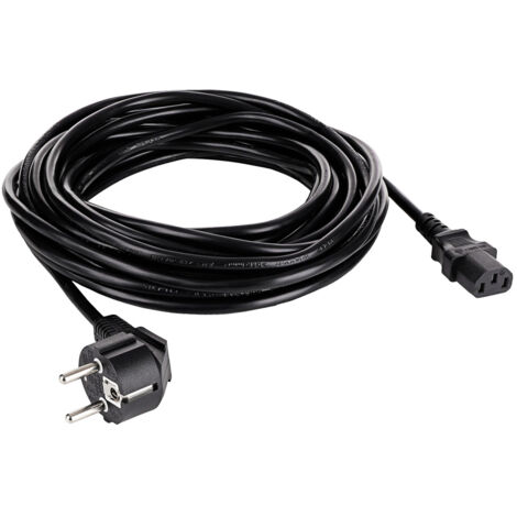 Akyga Strom Anschlusskabel [1x Schutzkontakt-Stecker - 1x Kaltgeräte-Buchse C13] 10 m Schwarz