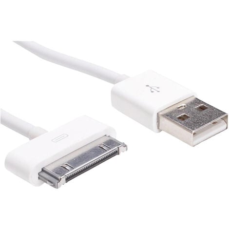 Akyga USB-Kabel USB-A Stecker, Apple 30pol. Stecker 1.00 m Weiß AK-USB-08