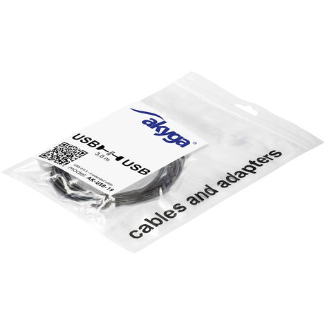 Akyga USB-Kabel   USB-A Stecker, USB-A Buchse 3.00 m Schwarz  AK-USB-19