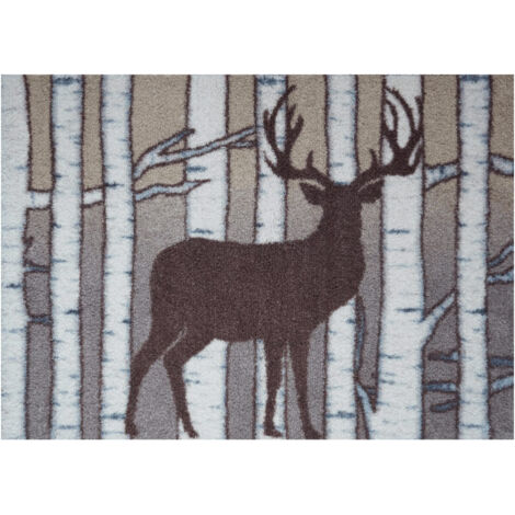 Akzente FEEL Fußmatte Feel-Birch Deer, Kuschelfloor, 50x70 cm, Polyester, Latex, rutschfest, kuschlig weich, Made in Europe