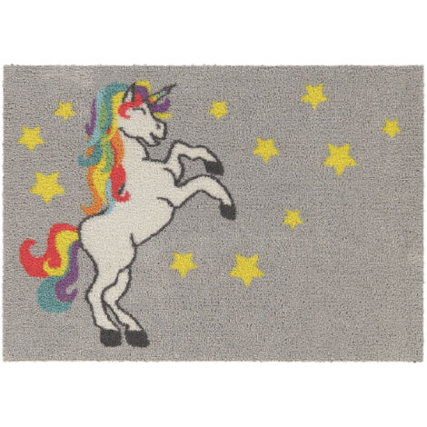 Akzente FEEL Rainbow Unicorn Fußmatte, 50 x 70 cm, Polyester & Latex, rutschfest, warm & kuschelig, für Badezimmer & Fußbodenheizung, EU-Made, allergikerfreundlich, PVC-frei