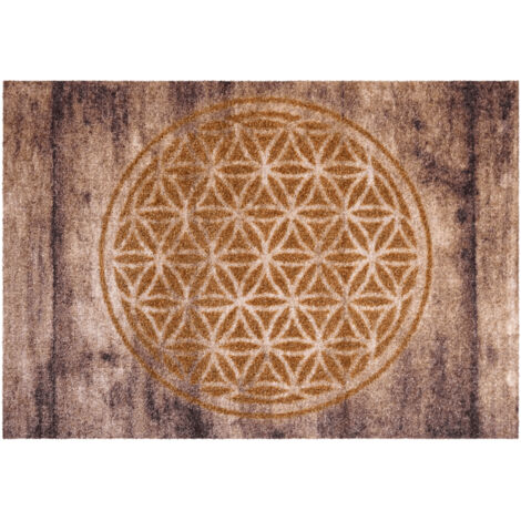 Akzente Listen Flower of Life Fußmatte 70x100 cm, Polyamid Monofilament, TPE rutschfest, bürstend, wetterbeständig, trittschälldämmend, PVC-frei, Fußbodenheizung geeignet, abriebfest