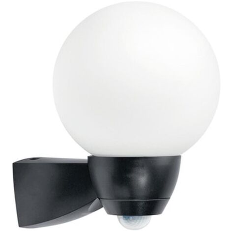 AL Monza/Garda Sensorleuchte, 77W, HV-Halogenlampe, schwarz, matt, Betriebsgerät nicht erforderlich, E27, IP44, Glas opal