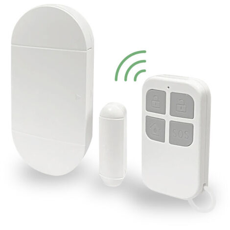 AL011 Alarme pour la maison  Capteur d'alarme pour porte et fenêtre avec télécommande  Alarme avec sirene sans fil avec batterie  Systeme de sécurité anti vol et anti effraction  Blanc