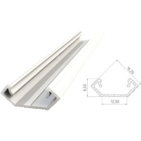 AL12-GLC1-LW-1000 : Profilé d'angle en aluminium laqué blanc 1000 mm
