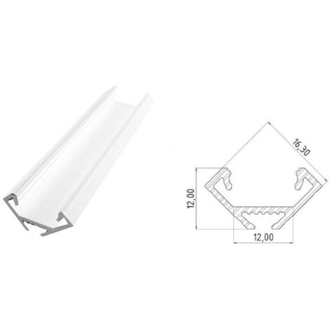 AL12-GLC2-LW-1000 : Profilé d'angle en aluminium laqué blanc 1000 mm