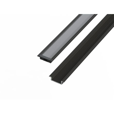 AL12-GLG1-AB-1000 : Profilé encastré en aluminium, anode noire, 5 x 16 mm, rainure de 1 000 mm, anode noire C-35