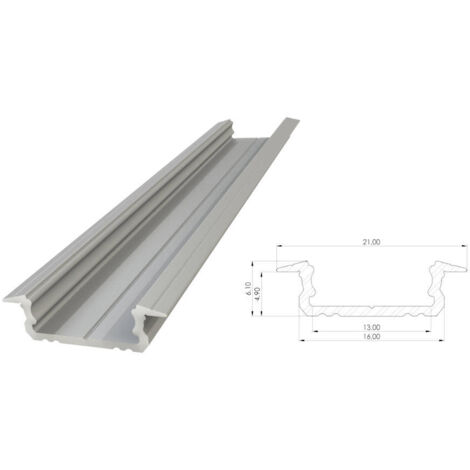 AL12-GLG1-AS-1000 : Profilé encastré en aluminium, anode argent, 5 x 16 mm, rainure de 1 000 mm, anode argent