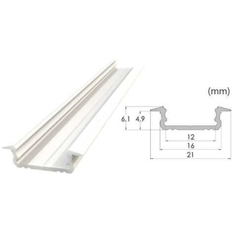 AL12-GLG1-LW-1000 : Profilé encastré en aluminium laqué blanc 5 x 16 mm, rainure de 1 000 mm, laqué blanc