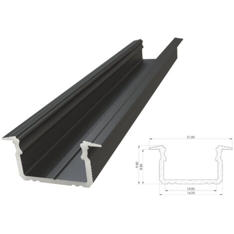AL12-GLG2-AS-1000 : Profilé encastré en aluminium, anode argent, 9 x 16 mm, rainure de 1 000 mm, anode argent