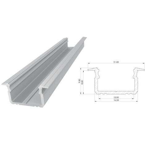 AL12-GLG2-RW-1000 : Profilé encastré en aluminium brut 9 x 16 mm, rainure de 1 000 mm