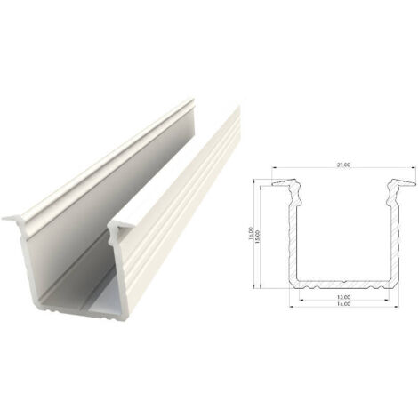 AL12-GLG3-LW-1000 : Profilé encastré en aluminium laqué blanc 15 x 16 mm, rainure de 1 000 mm, laqué blanc