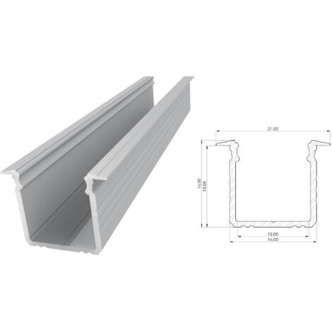 AL12-GLG3-RW-1000 : Profilé encastré en aluminium brut 15 x 16 mm, rainure de 1 000 mm