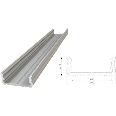AL12-GLS1-AS-1000 : Profil de surface ALU anode argent 6x16 mm 1000 mm SURFACE anode argent
