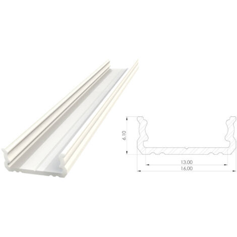 AL12-GLS1-LW-1000 : Profilé de surface en aluminium laqué blanc 6 x 16 mm, longueur 1000 mm.