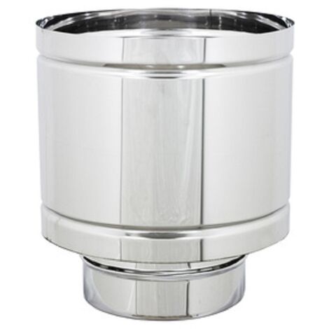 Ala fumaiolo comignolo a cappello antivento Quattro Venti   15 cm in acciaio inox attacco Maschio base tonda