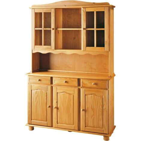 Alacena de 5 puertas , pino macizo, Moblit, serie Canet, medidas: (197x130x42) cm ( altoxanchoxfondo), color miel