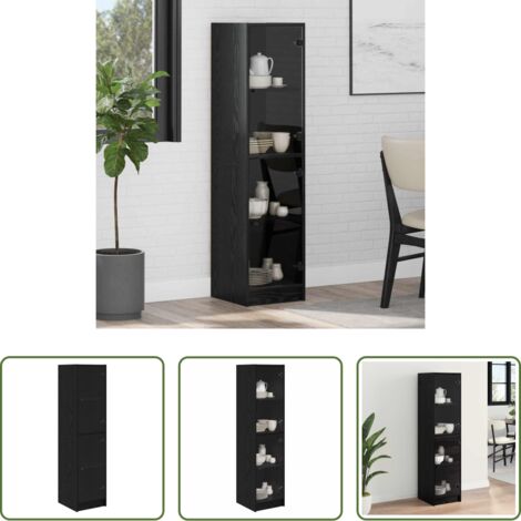 Alacena de vidrio -  Alacena Roble Negro 35 x 37 x 142 cm Madera contrachapada
