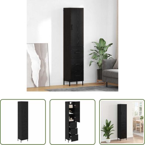 Alacena moderna -  Alacena Roble Negro 34,5 x 34 x 180 cm Madera contrachapada