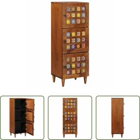 Alacena moderna -  Aparador alto Nogal 40 x 33 x 110 cm Madera de mango maciza
