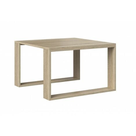 HUCOCO Mesa de centro cuadrada de estilo industrial - 67x67x40 cm - Mesa de centro con decoración de madera