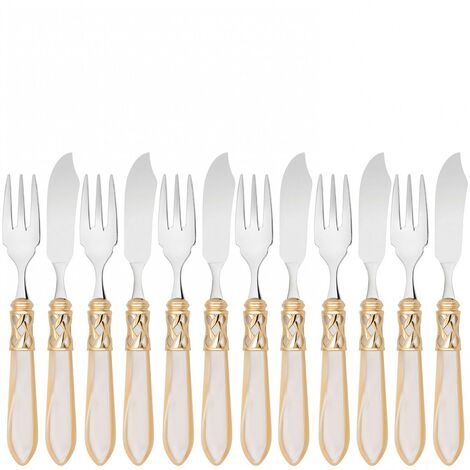 ALADDIN Golden Iron, Cutlery Set 12 pcs Fish, Box Gallery,Casa