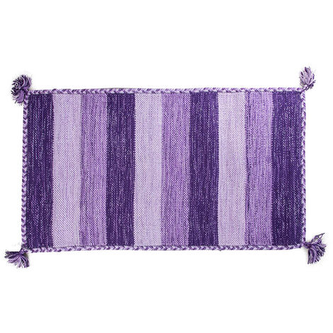Aladin Badematte 100x55 cm 100% Baumwolle und silberner Lurex. Cipì Badezimmer lila gestreift
