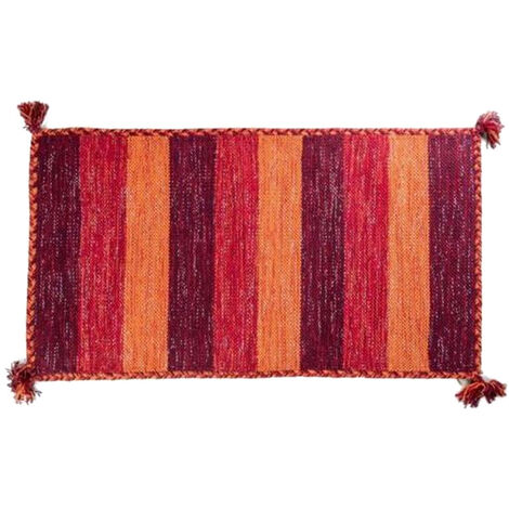 Aladin Badematte 100x55 cm 100% Baumwolle und silberner Lurex. Cipì Badezimmer orange gestreifte Farbe