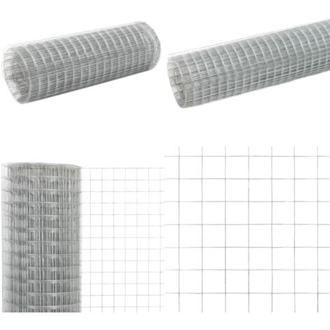 Alambrada de gallinero acero galvanizado plateada 10x0,5 m - Malla metálica - Cercado para aves