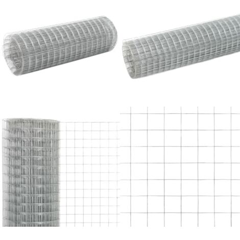 Alambrada de gallinero acero galvanizado plateada 10x0,5 m - Malla metálica - Cercado para aves