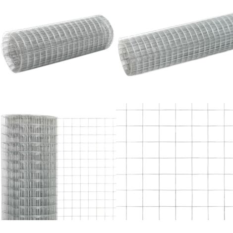 Alambrada de gallinero acero galvanizado plateada 25x0,5 m - Valla metálica - Cercado para aves