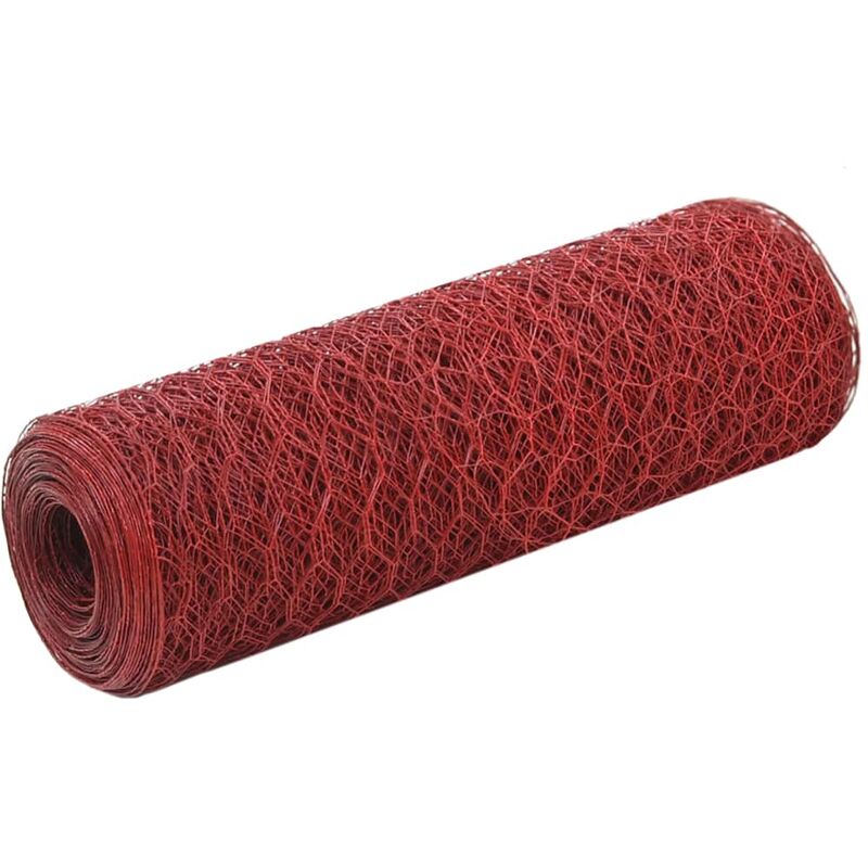 

Alambrada de gallinero acero revestimiento PVC rojo 25x0,5 m