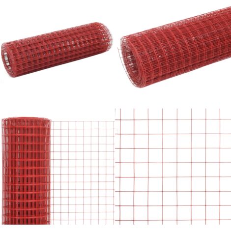Alambrada de gallinero acero revestimiento PVC rojo 25x0,5 m - Malla para aves - Alambre para vallar