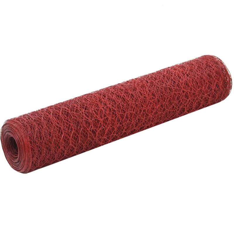 

Alambrada de gallinero acero revestimiento PVC rojo 25x0,75 m