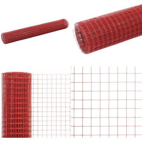 Alambrada de gallinero acero revestimiento PVC rojo 25x1 m - Malla de acero - Alambre para vallar