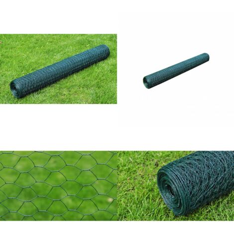 Alambrada de gallinero con revestimiento PVC verde 25x0,5 m - Alambre de PVC - Red para aves