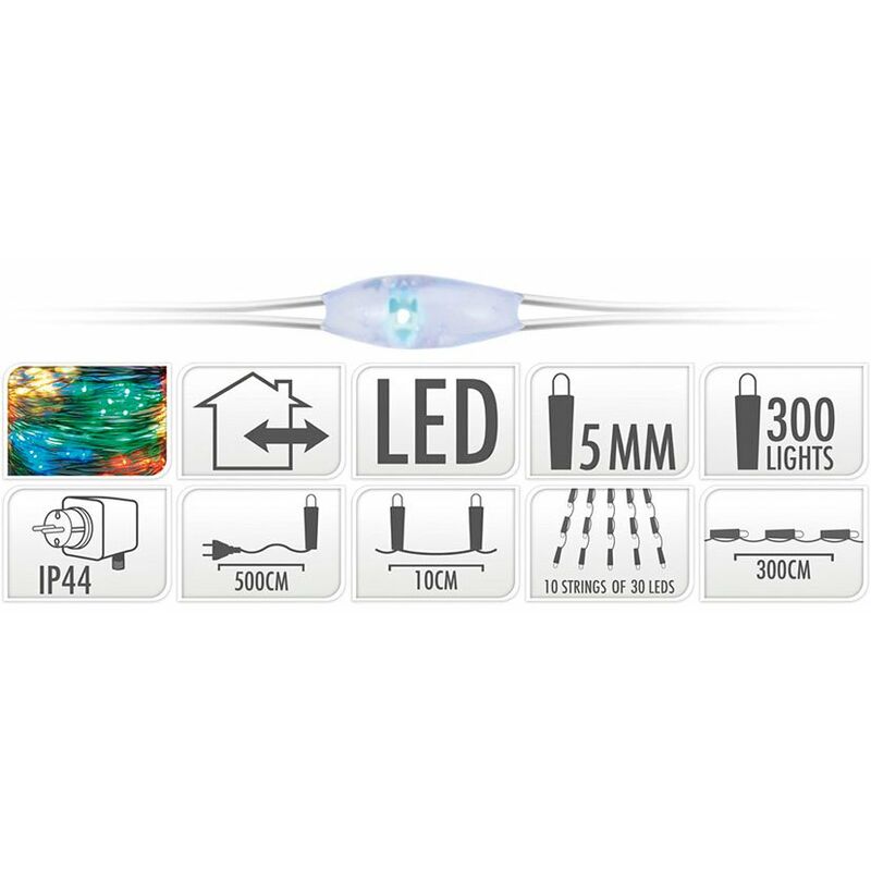 

Alambre Color Plata 300 Led 300Cm Multic