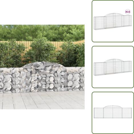 Alambre de gaviones - vidaXL Cestas de gaviones 15 uds forma de arco hierro 300x30x80/100 cm - Muros decorativos