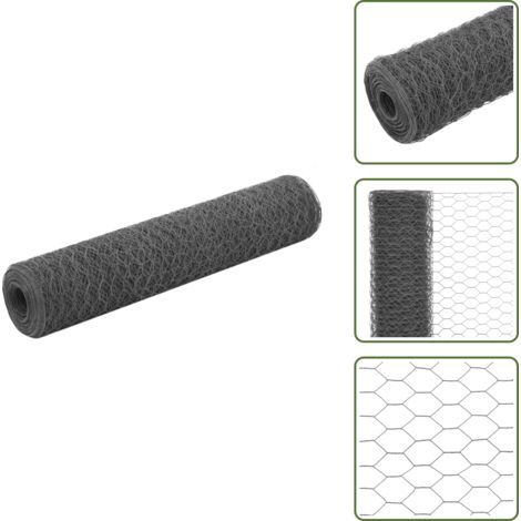 Alambre de PVC - vidaXL Alambrada de gallinero acero revestimiento PVC gris 25x0,75 m - Malla para aves