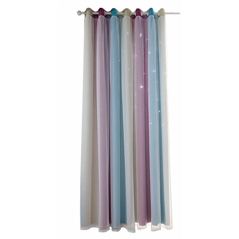 

Cortinas de estrella, cortinas opacas, cortinas de ventana de estrella de doble capa de colores, 1 panel,Morado, 53'W x 108'L