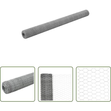 Alambre galvanizado -  Alambrada de gallinero acero galvanizado plateado 25x1,5 m