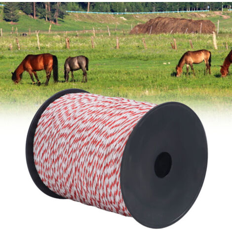 Alambre para cerca eléctrica, rollo de alambre para cerca portátil para ganado de 500 m, cuerda conductora de acero inoxidable, alambre para cerca eléctrica para caballos de granja, ovejas y cabras.