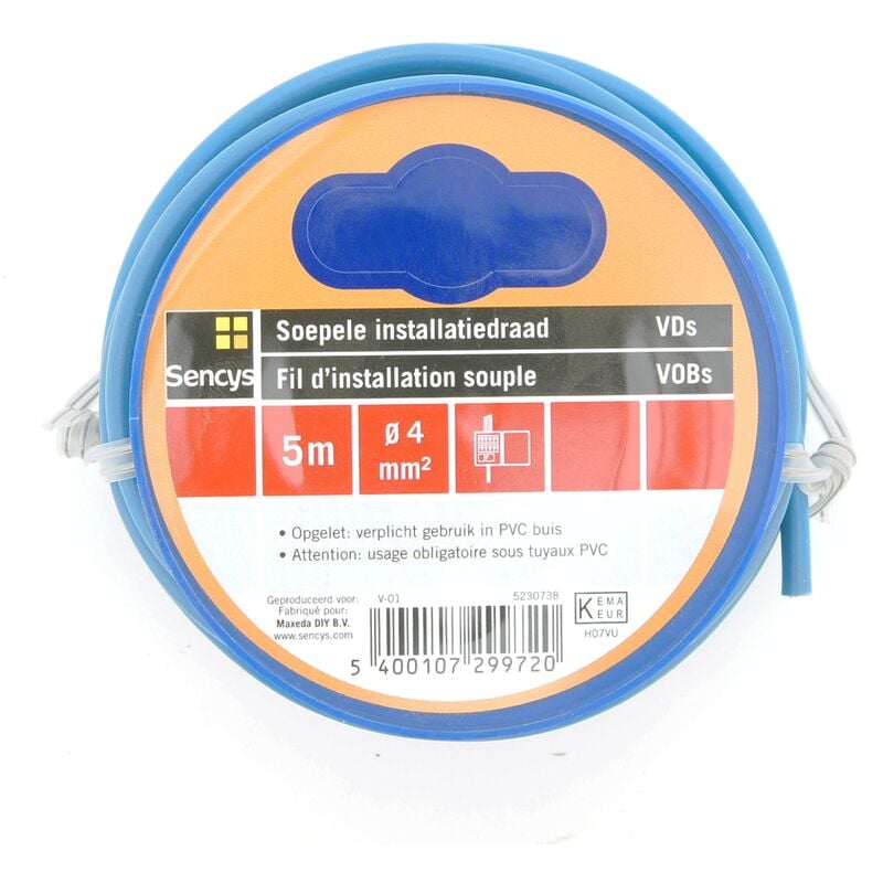 

Cable VOBs 4 mm² - Azul - 5 m - Bleu - Sencys