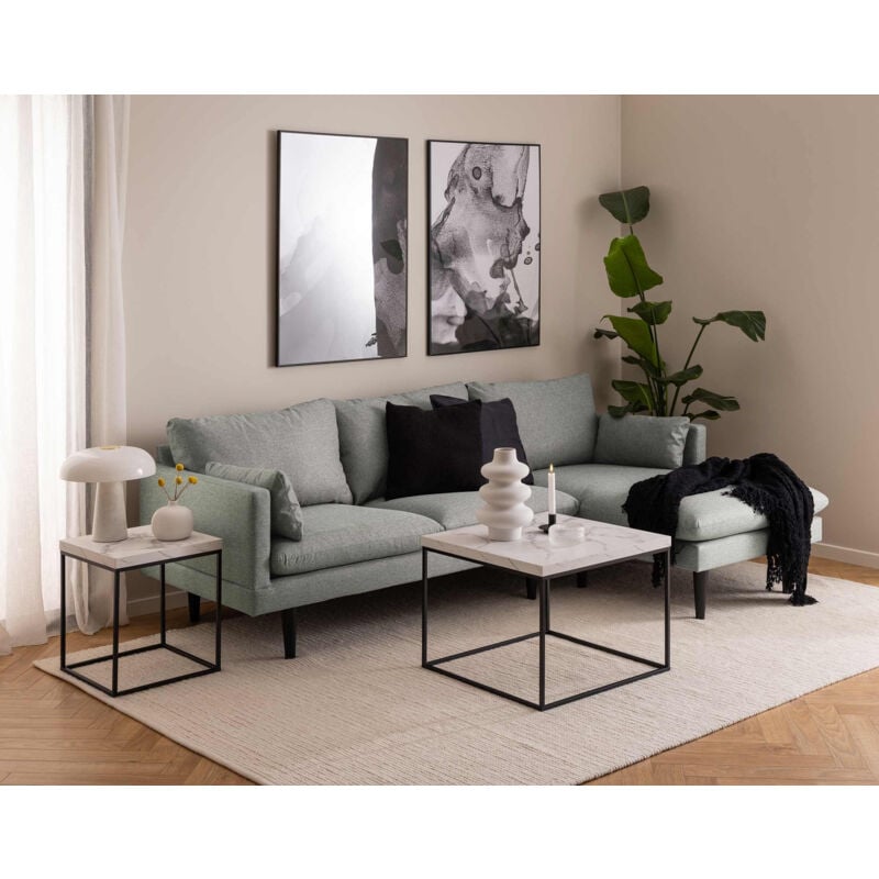 Lisa Design - Alamosa - table basse - effet marbre blanc - 60 cm - blanc / noir