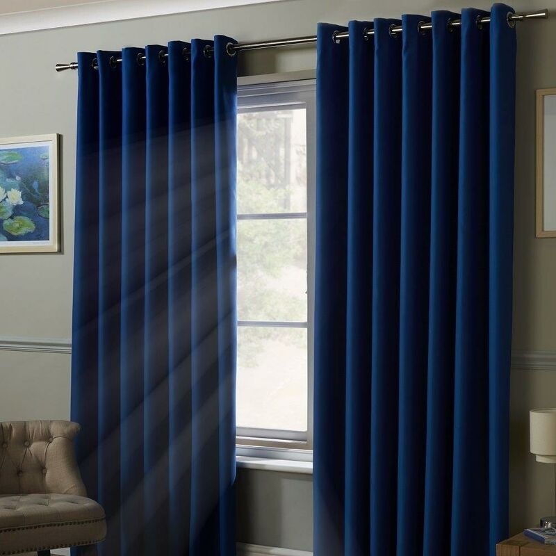 Blackout Curtains Eyelet Ring Top, Polyester, Blue, 66 x 54 - Alan Symonds