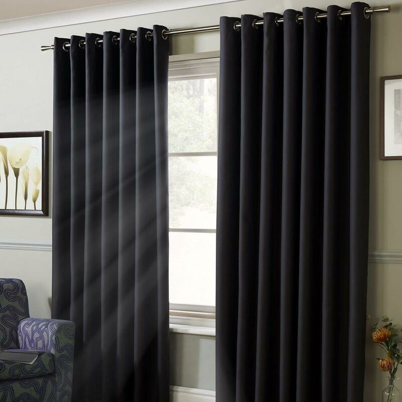 Blackout Curtains Eyelet Ring Top, Polyester, Charcoal, 90 x 90 - Alan Symonds