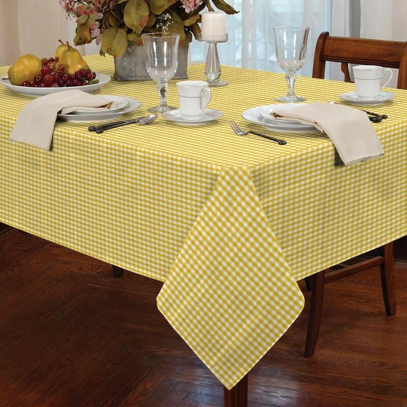 Tablecloths Gingham Tablecloth Yellow 60' Round - Alan Symonds