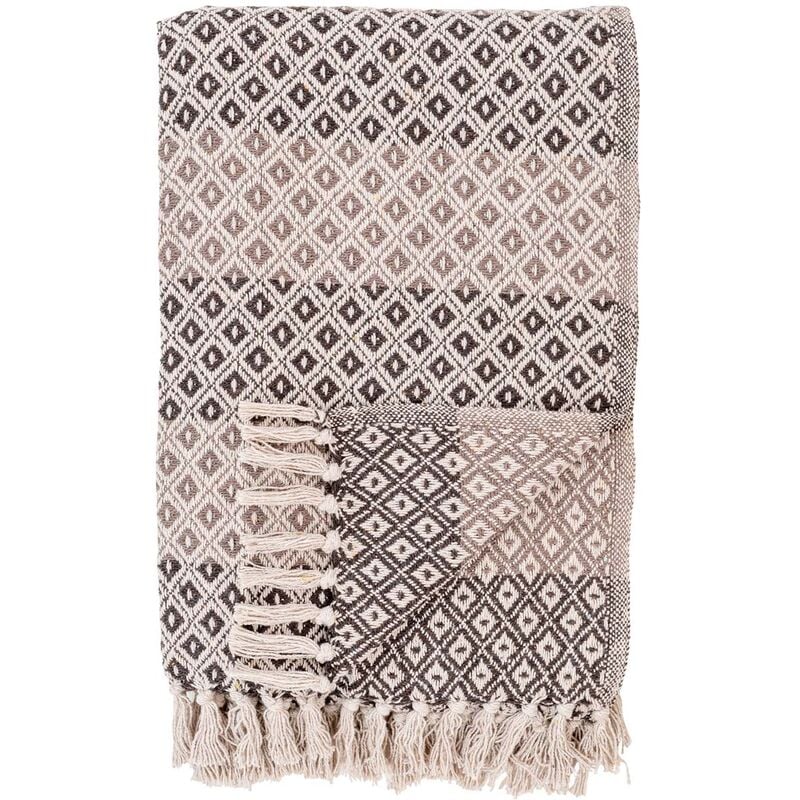 Alanya plaid 130x180cm marron, beige, blanc.