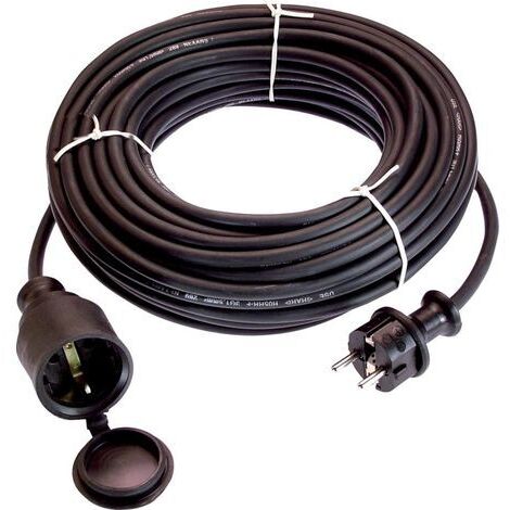 Alargador de caucho cable H05RR-F 3G1,5 negro IP44 Convient para el exterior,- as - Schwabe